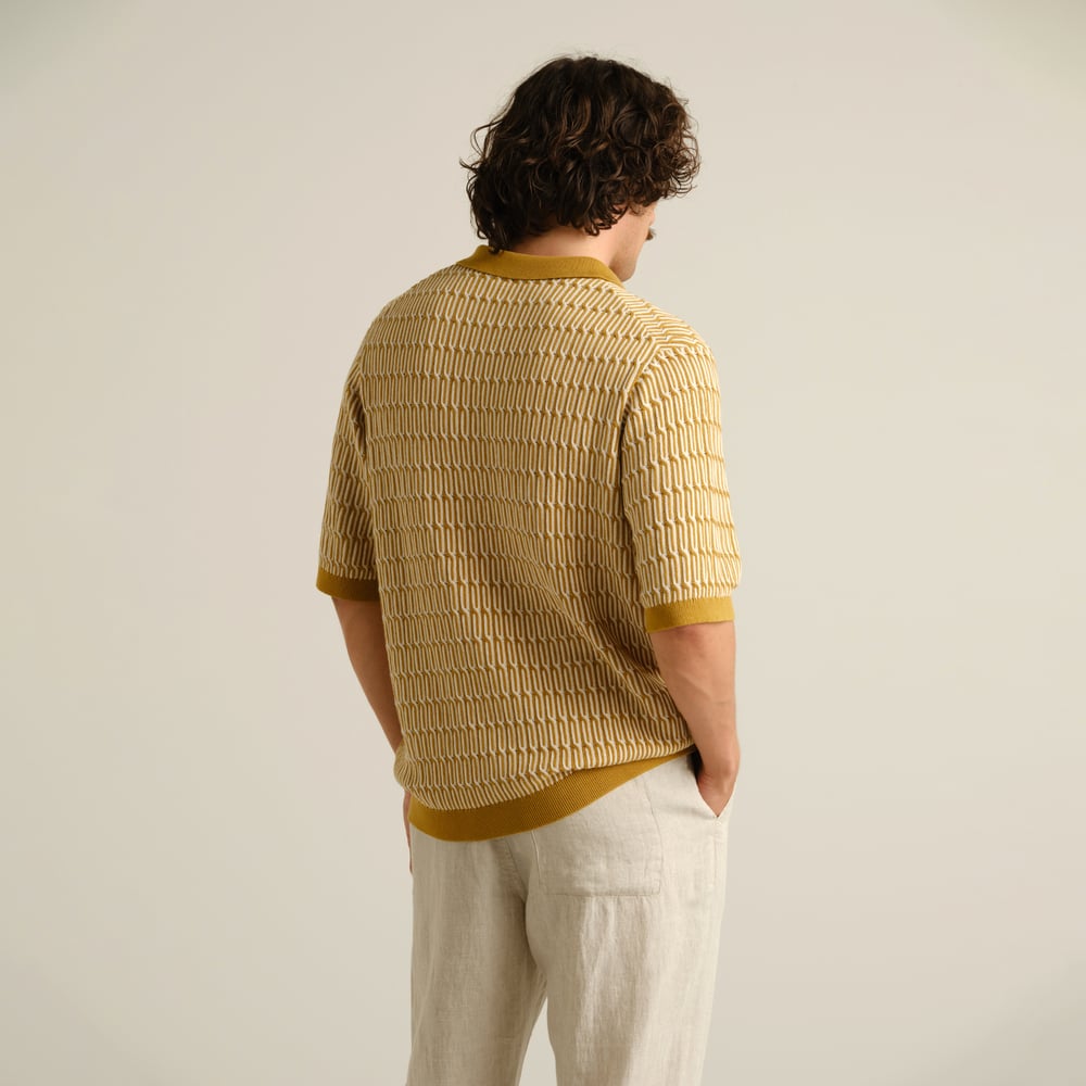 Knitted Polo Nogersund Bronze Yellow