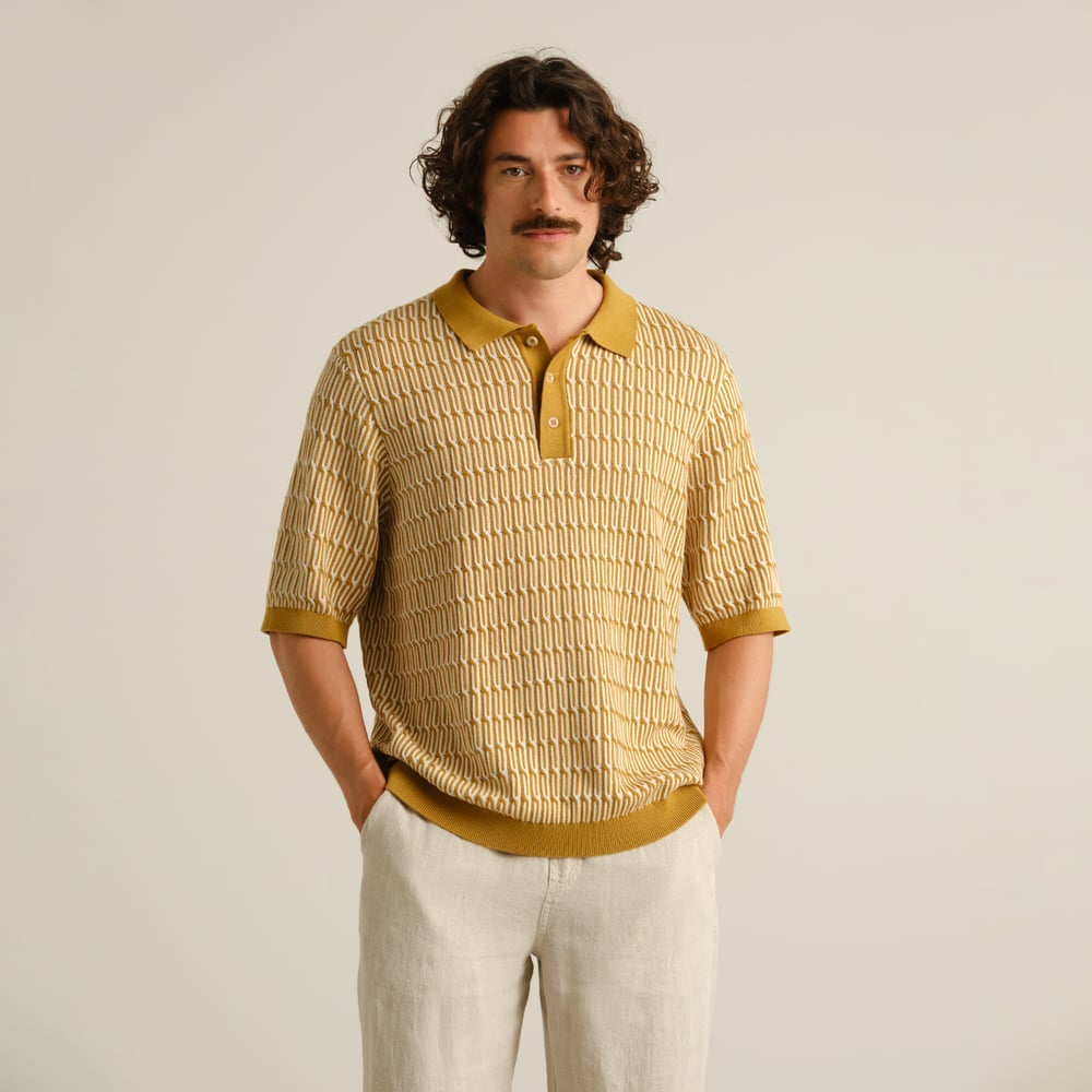 Knitted Polo Nogersund Bronze Yellow