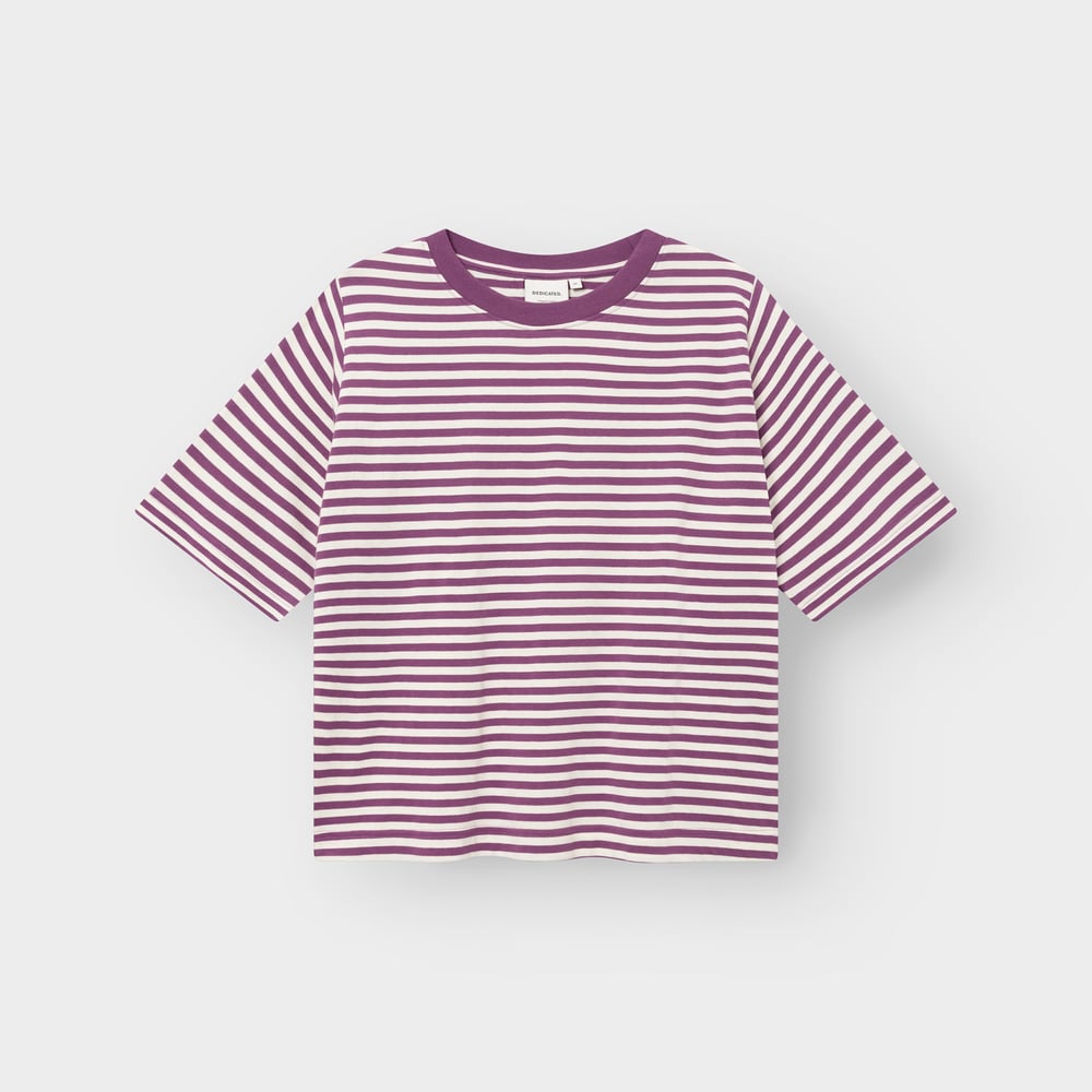 T-shirt Vadstena Stripes Purple/Off-White