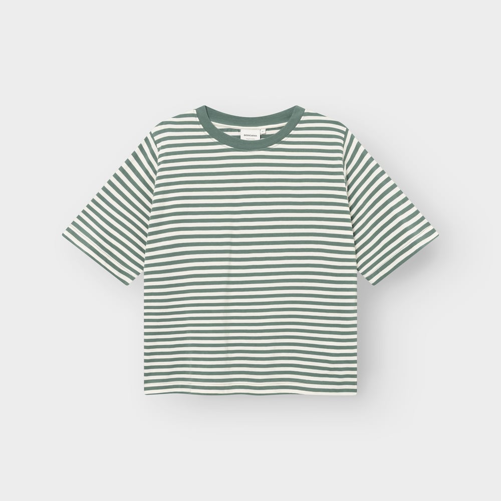 T-shirt Vadstena Stripes Green/Off-White