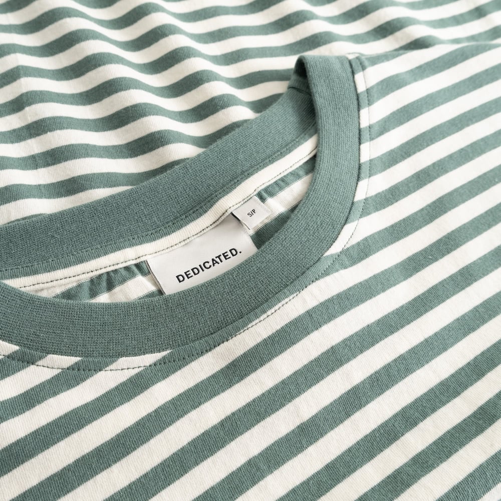 T-shirt Vadstena Stripes Green/Off-White