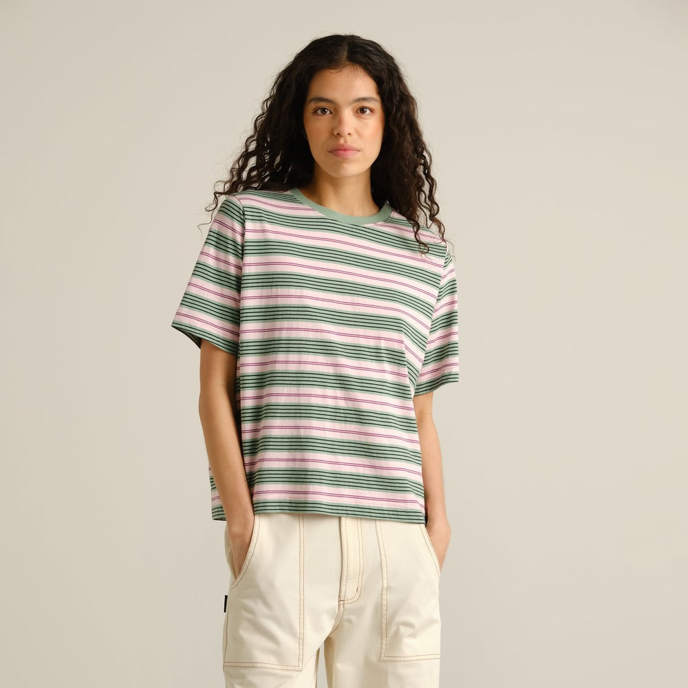 T-shirt Vadstena Retro Stripe Granite Green