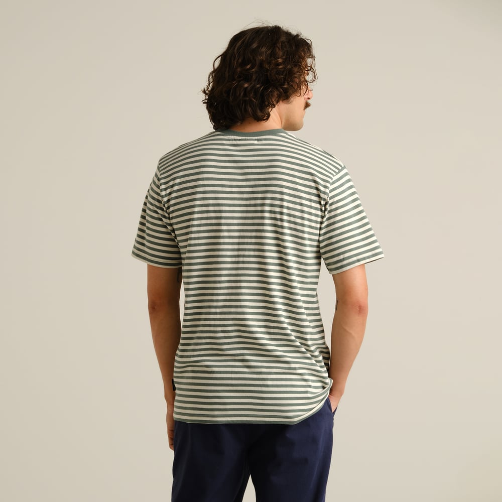 T-shirt Stockholm Stripes Green/Off-White