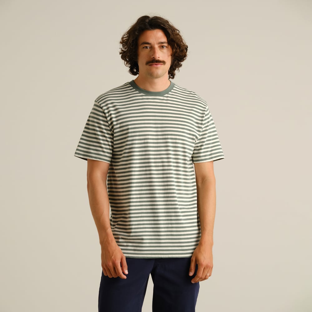 T-shirt Stockholm Stripes Green/Off-White