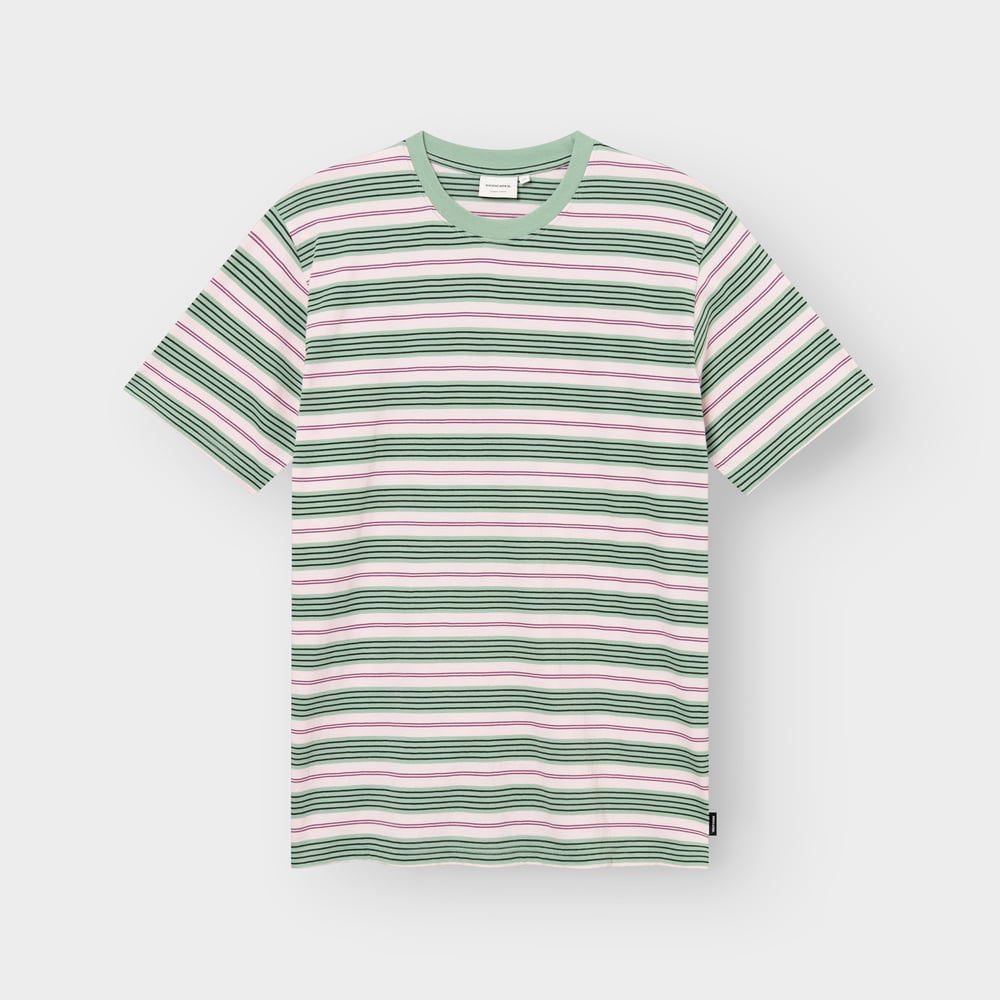T-shirt Stockholm Stripes Retro Stripe Granite Green