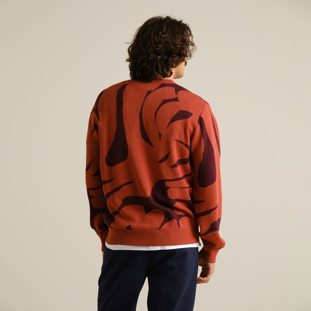 Sweater Mora Abstract Coral Fig Red