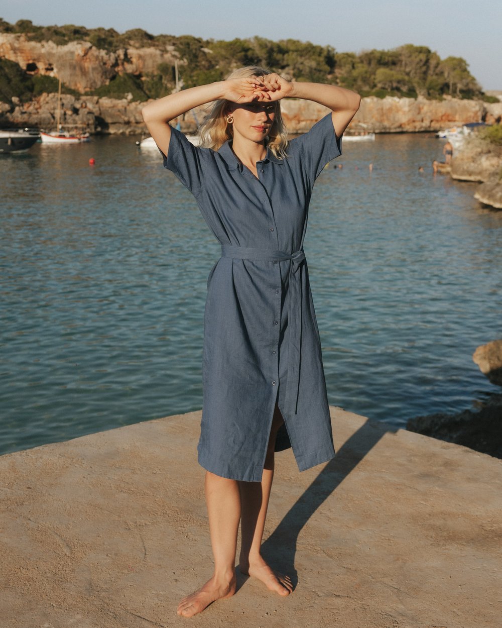 Shirt Dress Ripa Linen True Blue