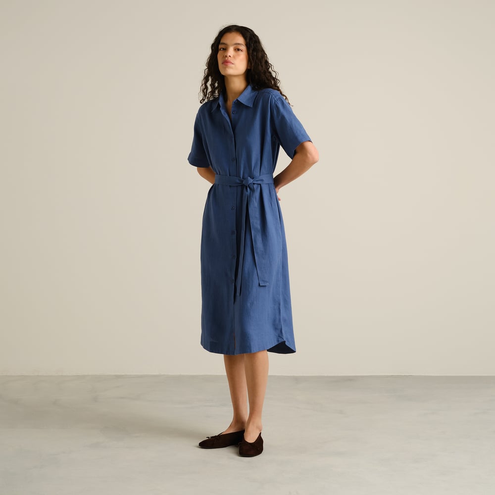 Shirt Dress Ripa Linen True Blue