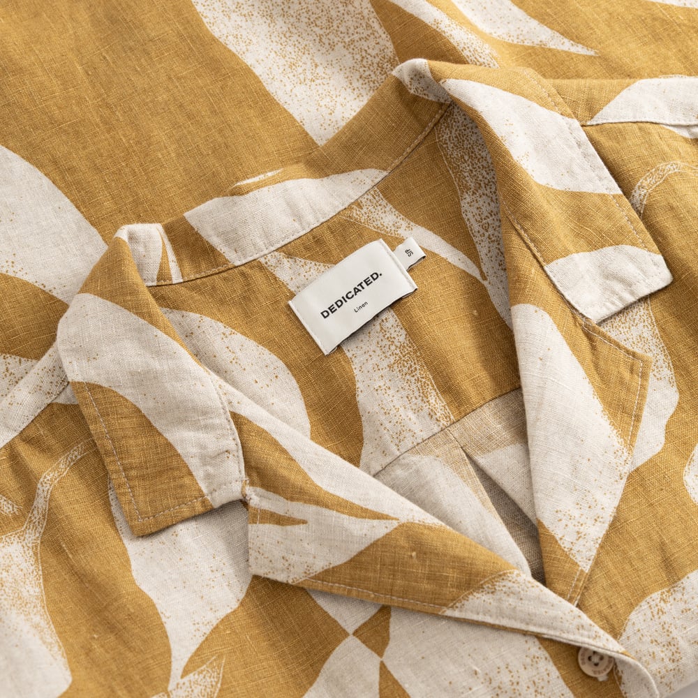 Shirt Torup Linen Abstract Leaf Bronze Yellow