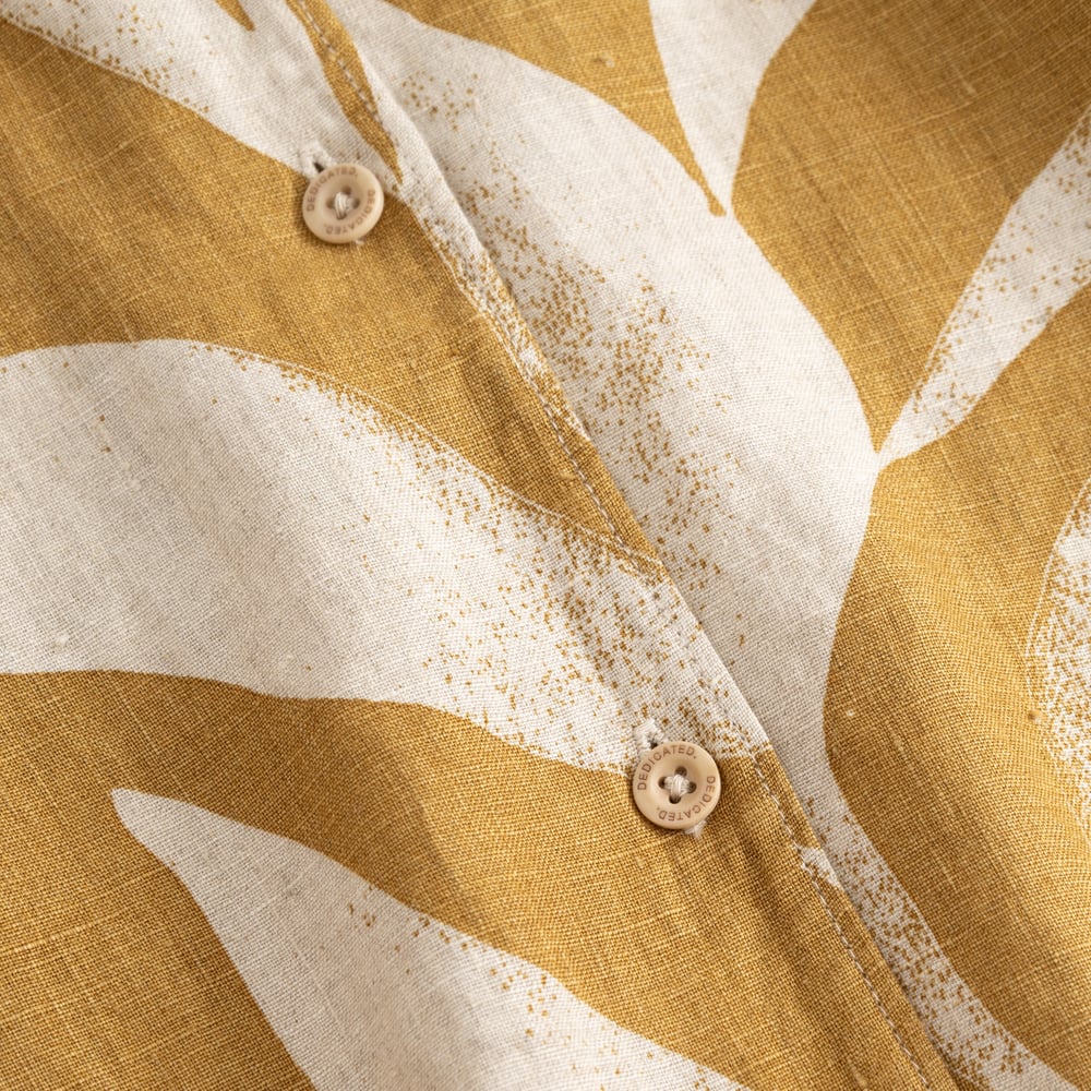 Shirt Torup Linen Abstract Leaf Bronze Yellow
