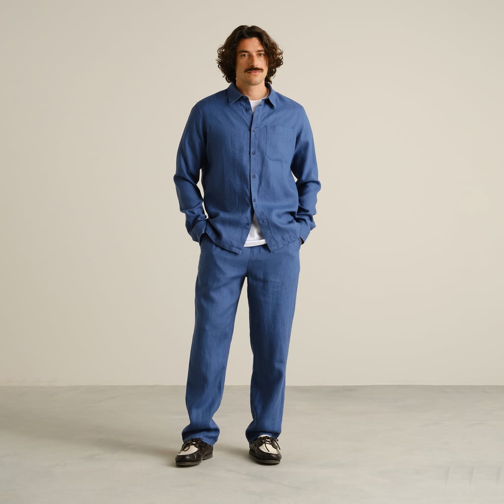 Pants Borrby Linen True Blue