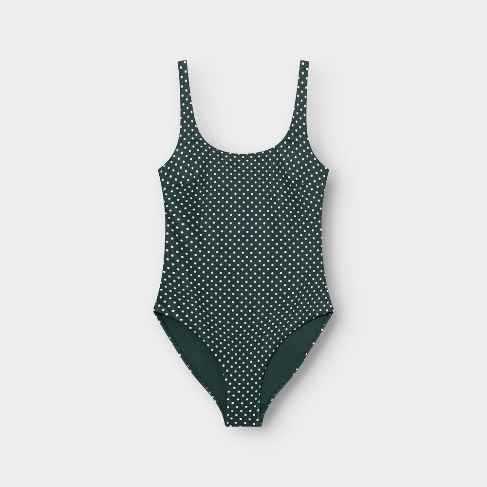 Swimsuit Simrishamn Polkadots Dark Green