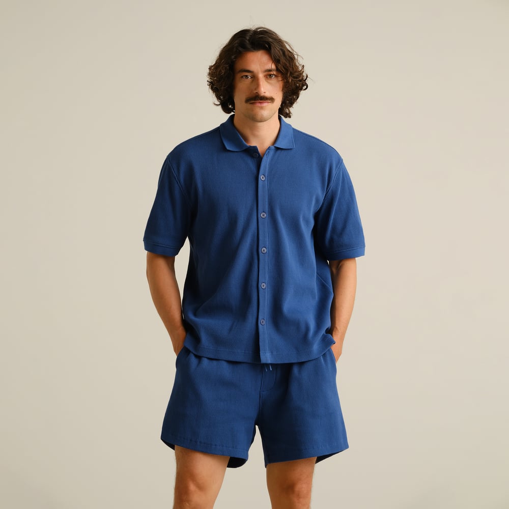 Shirt Falkvik Waffle True Blue