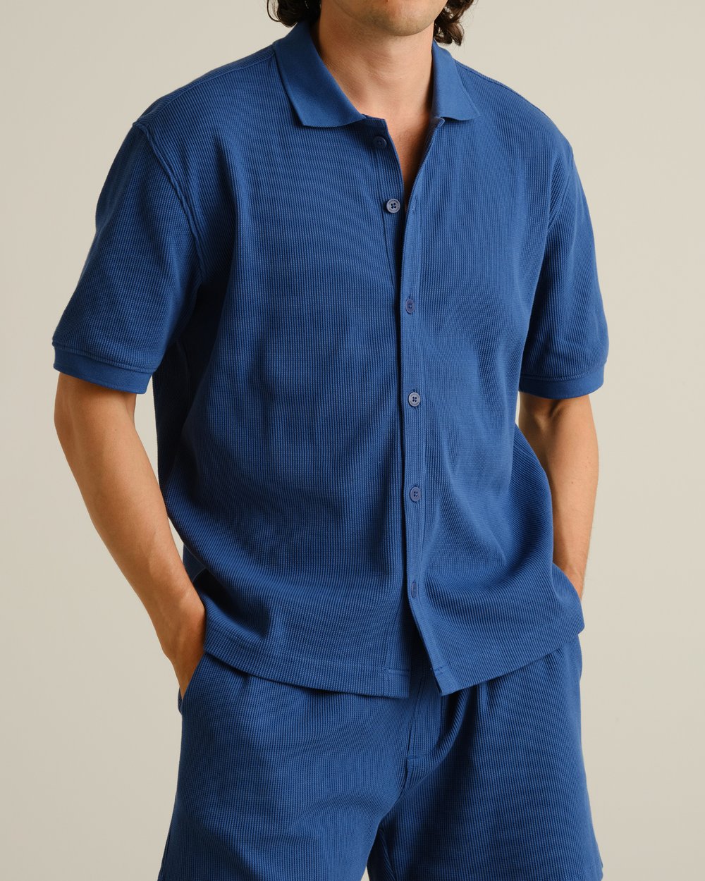 Shirt Falkvik Waffle True Blue