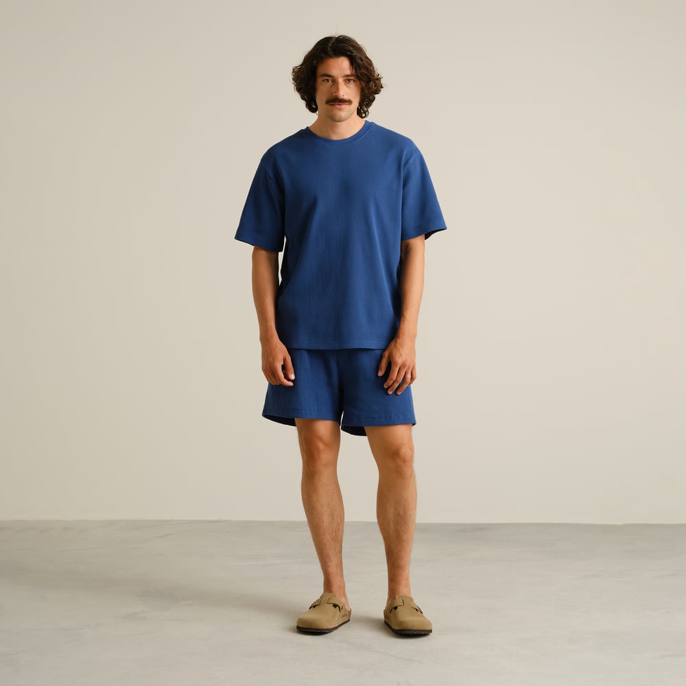 T-shirt Danviken Waffle True Blue