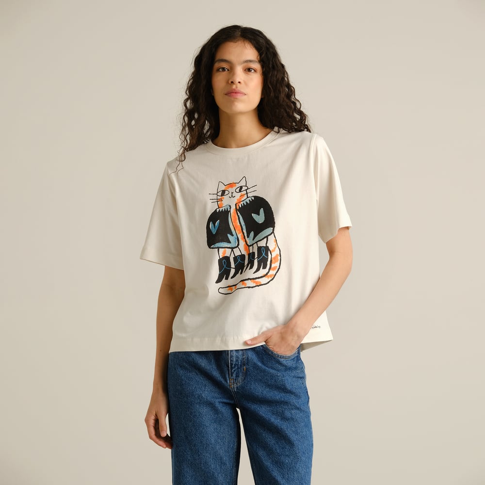 T-shirt Vadstena Cowboy Cat Off-White