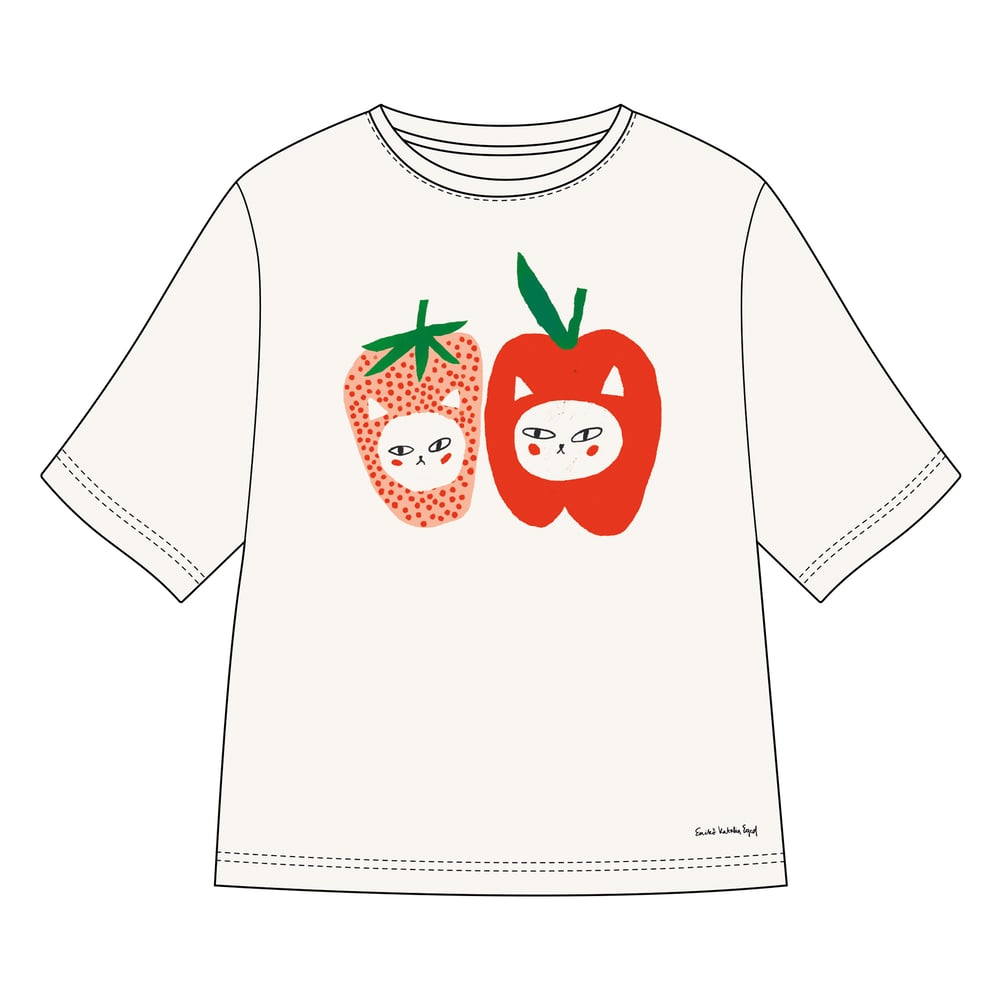 T-shirt Vadstena Fruit Cats Off-White