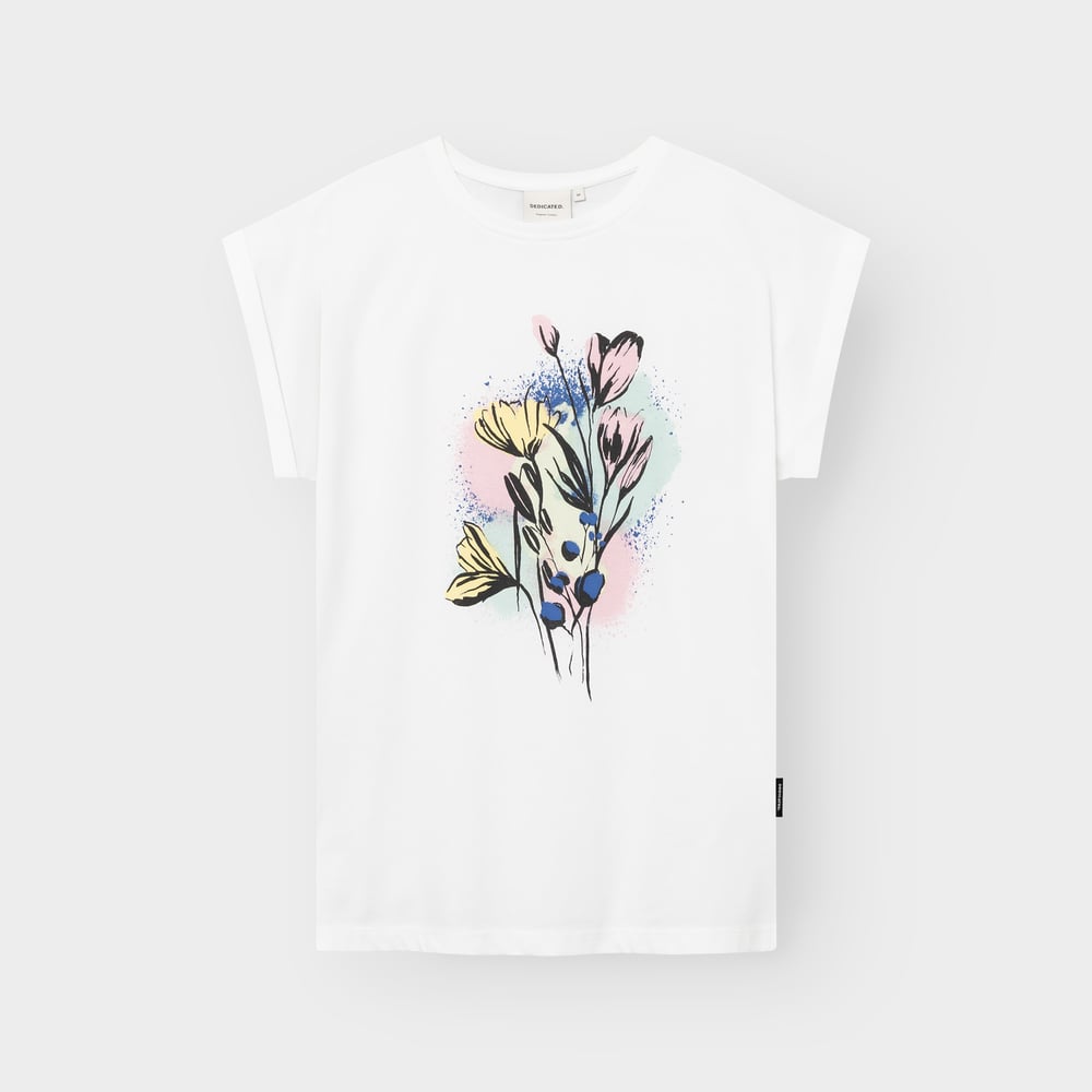 T-shirt Visby Mixed Media Flowers White