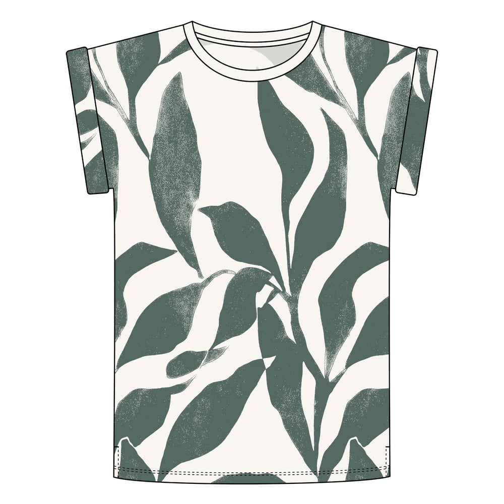 T-shirt Visby Abstract Leaf Jersey Green
