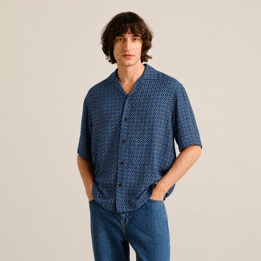 Shirt Marstrand Tile Medallion Estate Blue