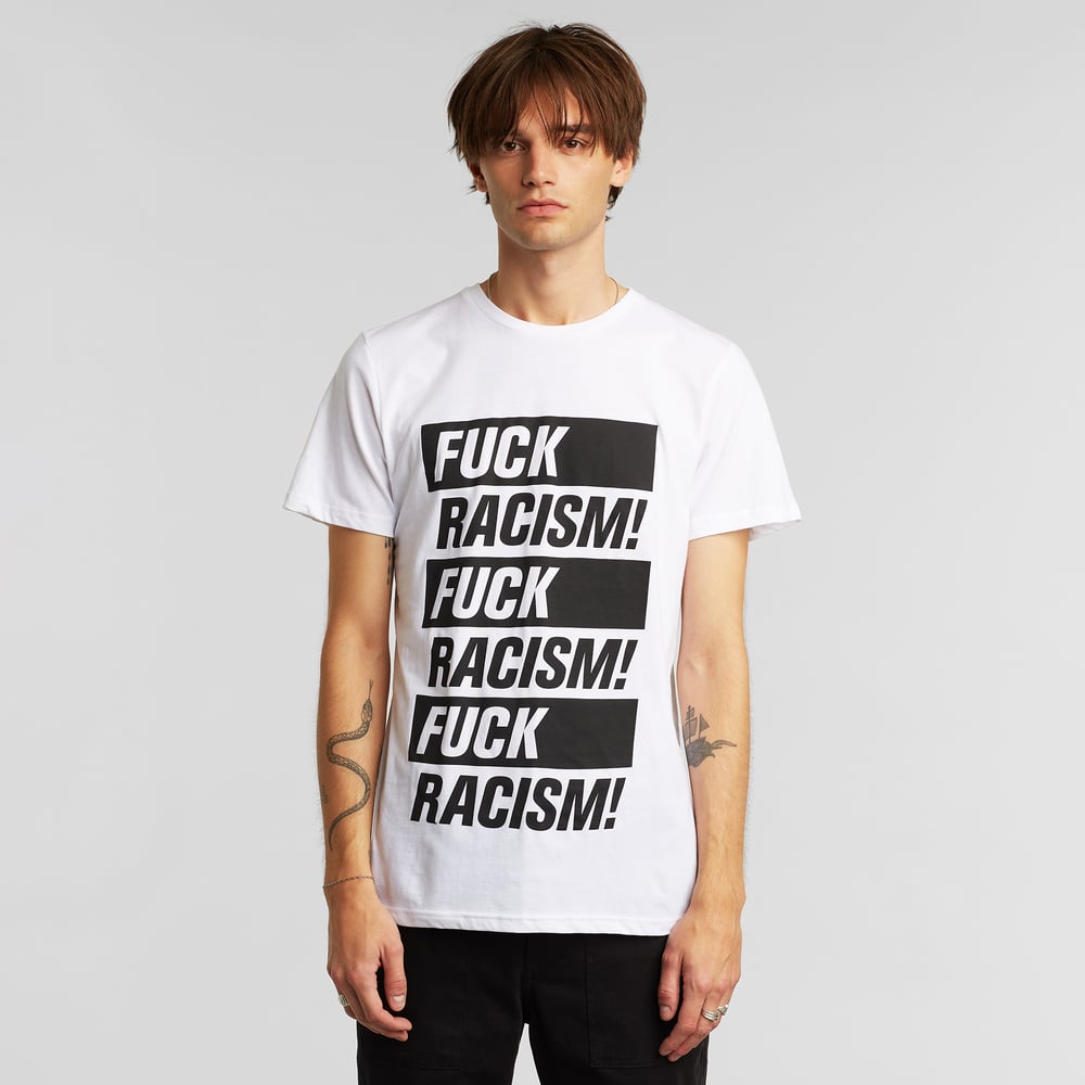 T-shirt Stockholm Fuck Racism White