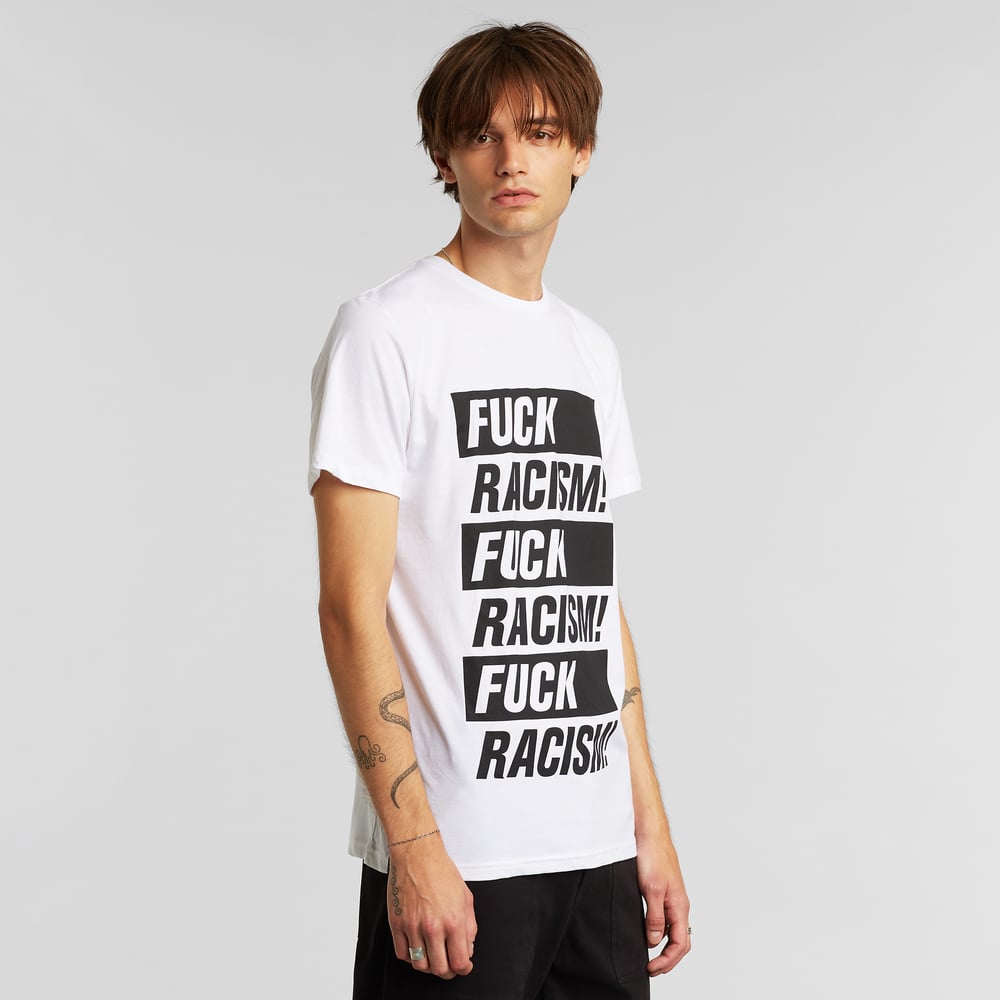 T-shirt Stockholm Fuck Racism White