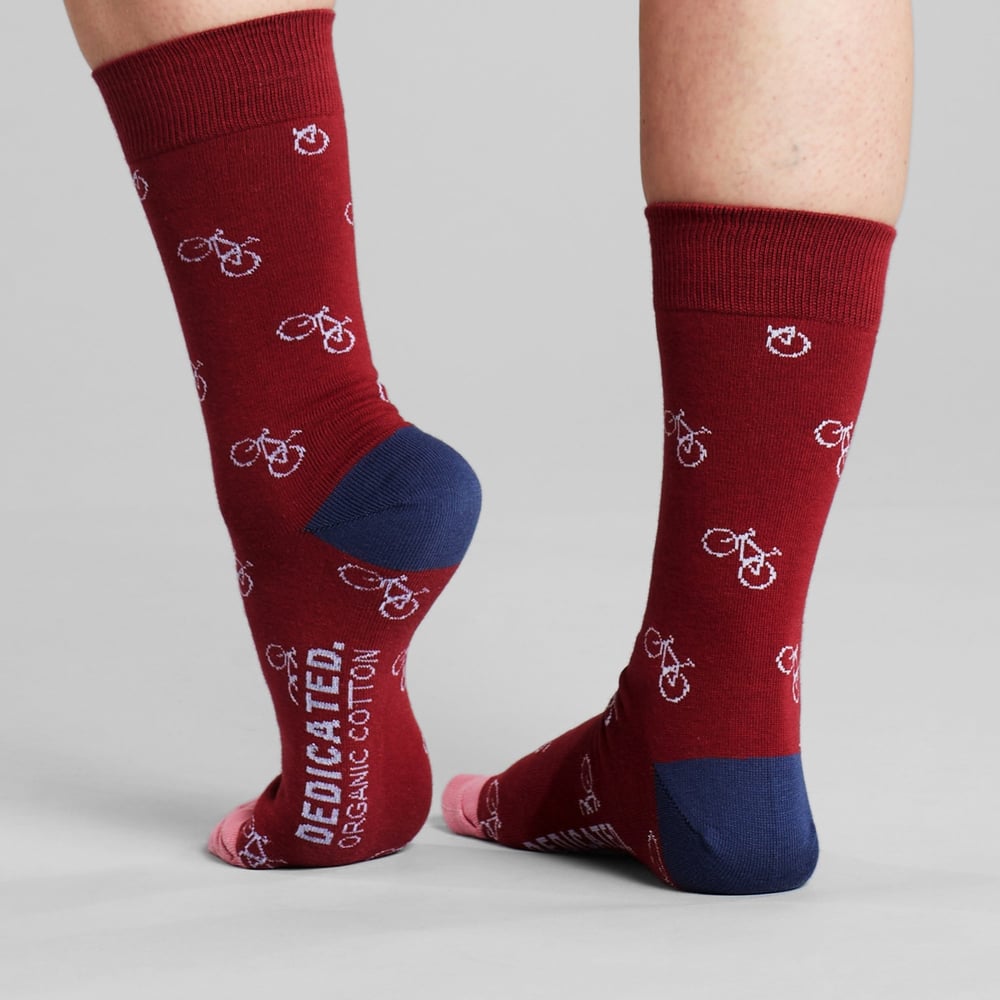 Socks Sigtuna Bike Pattern Burgundy
