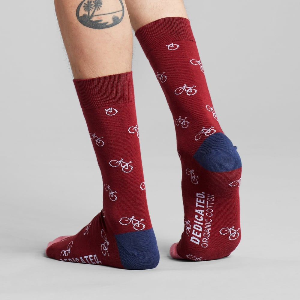 Socks Sigtuna Bike Pattern Burgundy