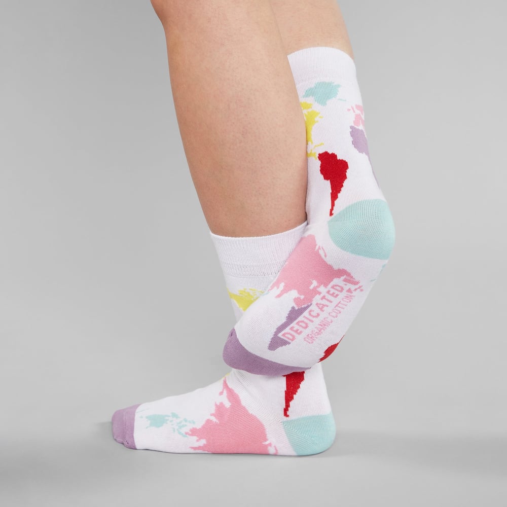 Socks Sigtuna World Map White