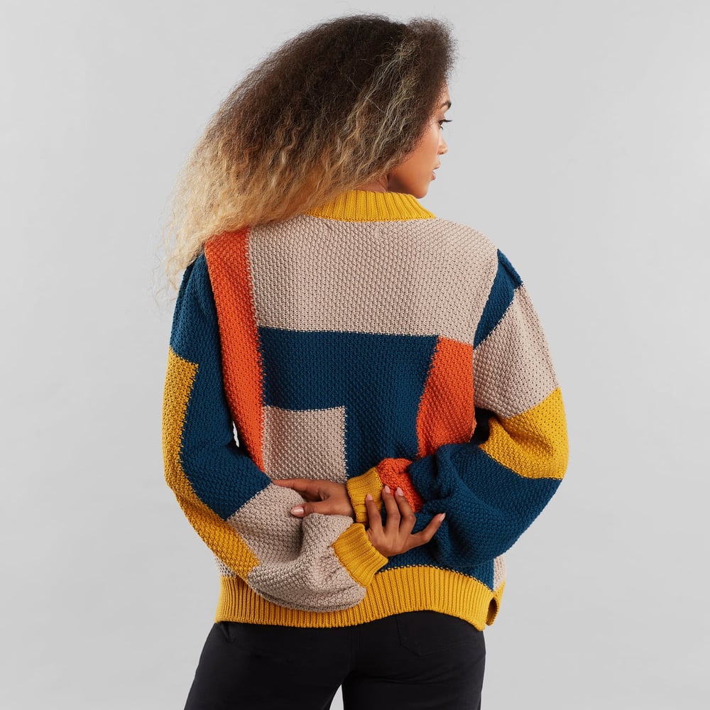 Sweater Knitted Rutbo Blocks Multi Color