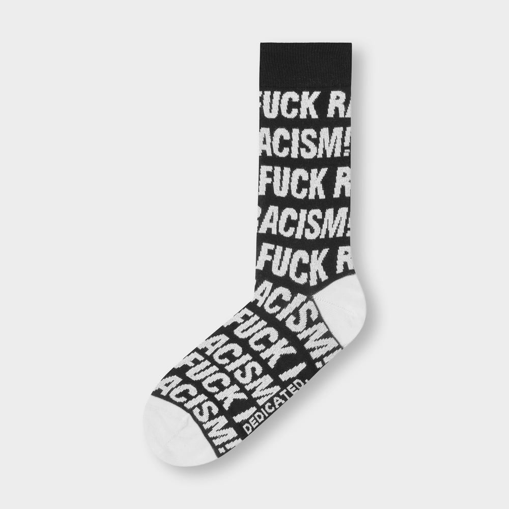 Socks Sigtuna Fuck Racism Pattern Black