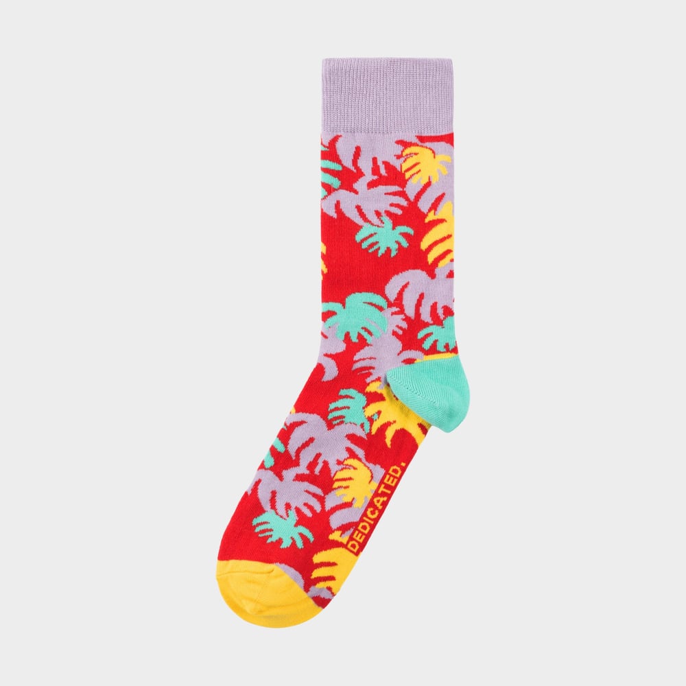 Socks Sigtuna Monstera Red
