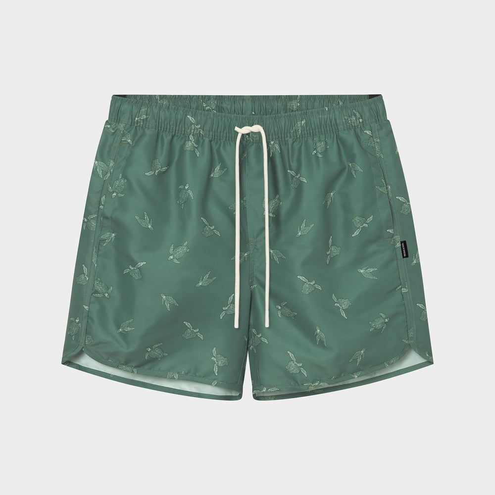 Swim Shorts Sandhamn Sea Turtles Forest Green
