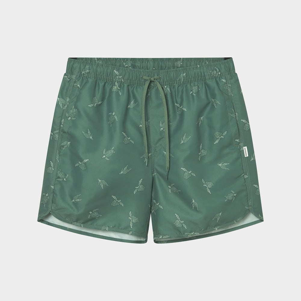 Swim Shorts Sandhamn Sea Turtles Forest Green