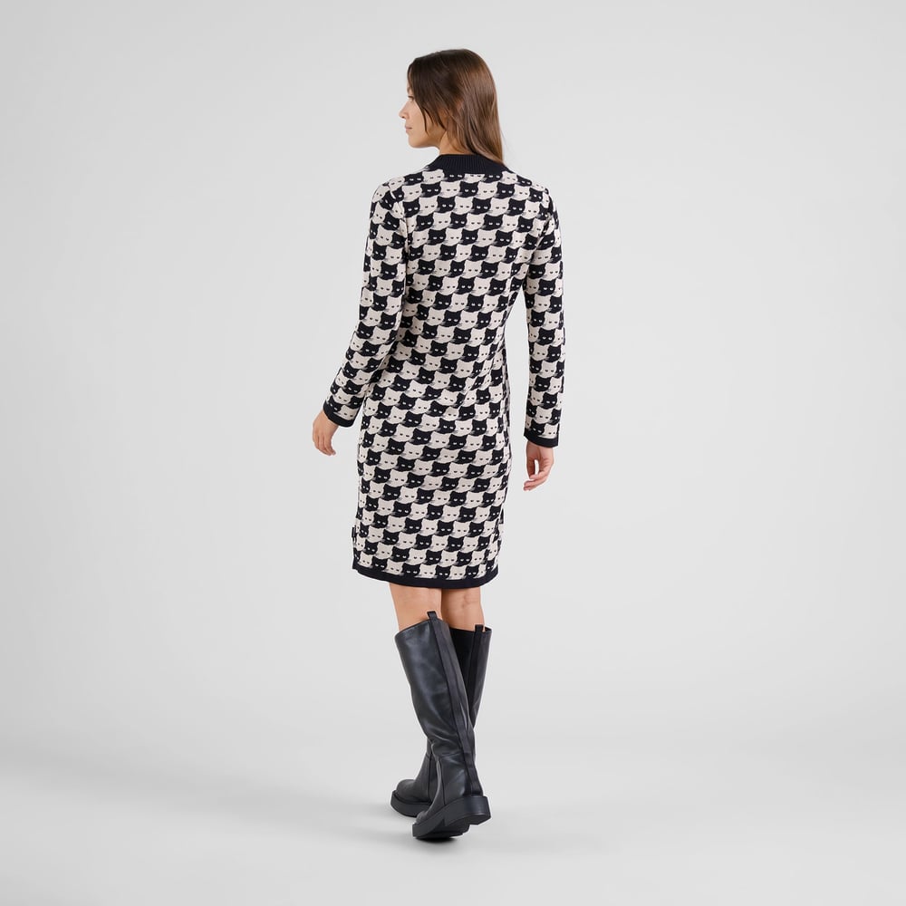 Dress Lo Pepita Cats Oat White