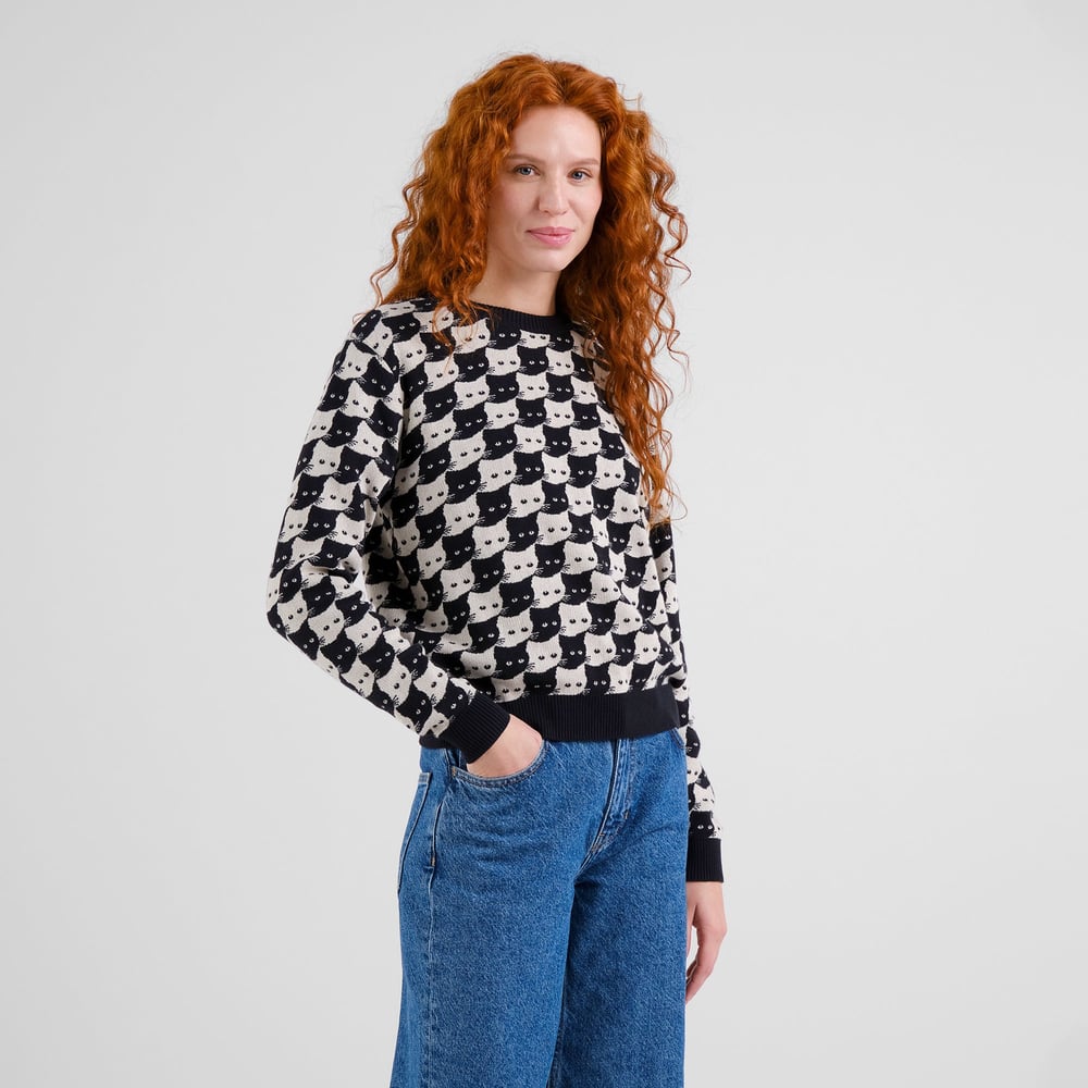 Sweater Arendal Pepita Cats Oat White