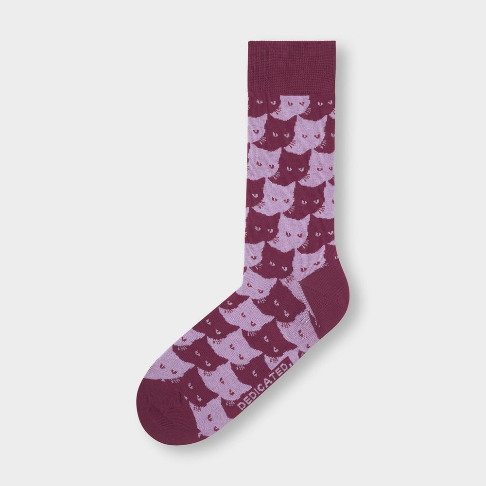 Socks Sigtuna Pepita Cats Burgundy
