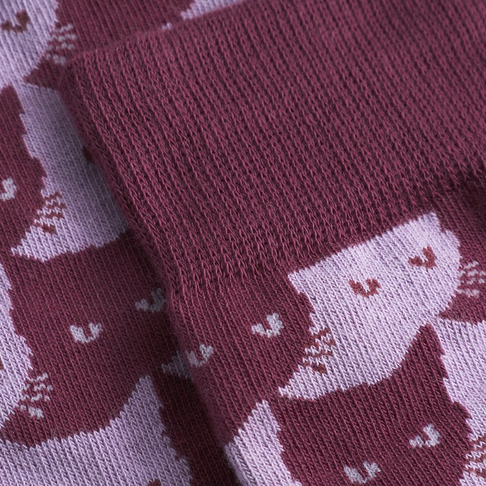Socks Sigtuna Pepita Cats Burgundy