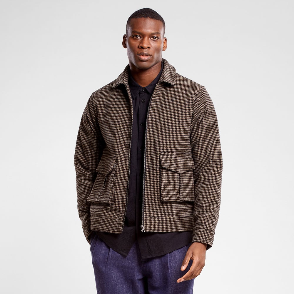 Padded Wool Jacket Vallentuna Pepita Brown