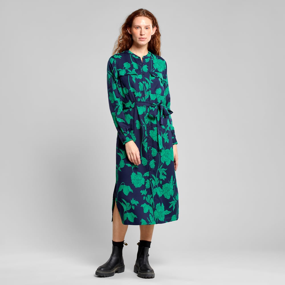 Shirt Dress Falsterbo Duotone Floral Green