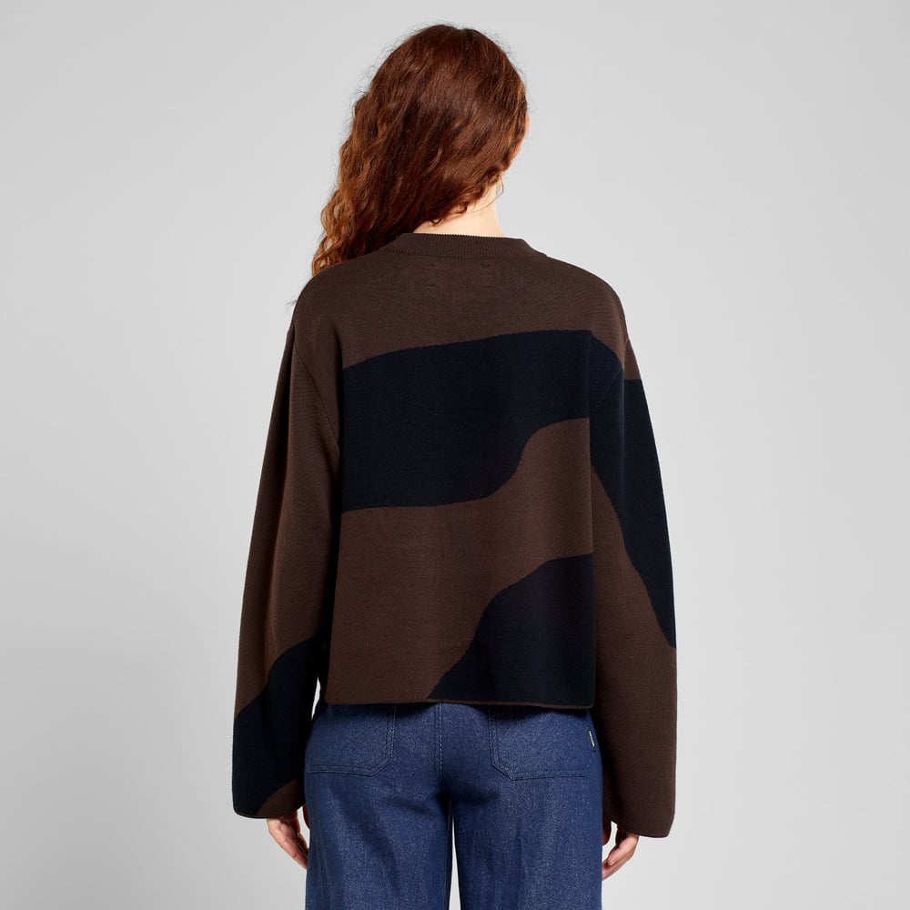 Sweater Limhamn Flowy Block Black/Coffee Brown