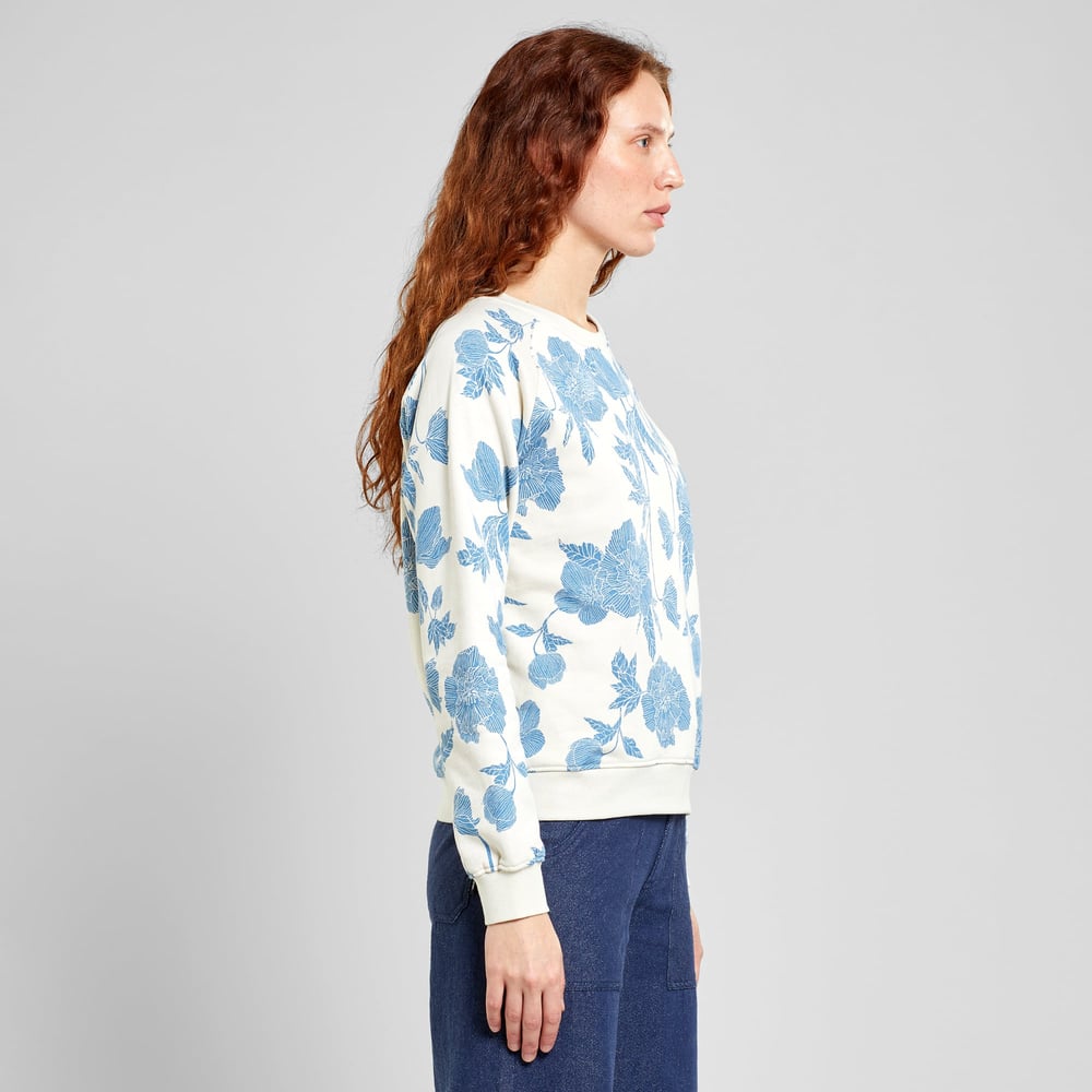 Sweatshirt Ystad Duotone Floral Oat White