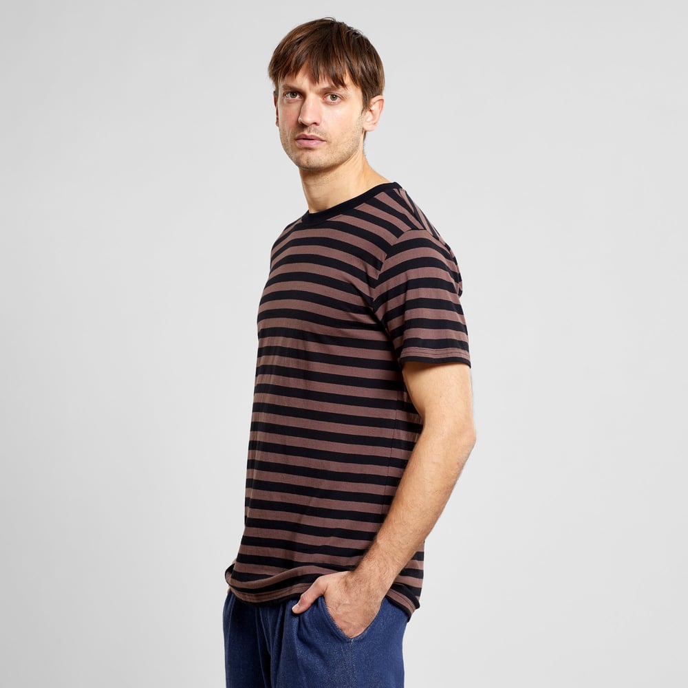 T-shirt Stockholm Stripes Black/Bag Brown