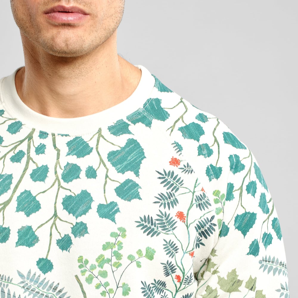Sweatshirt Malmoe Botanical Quilt Oat White