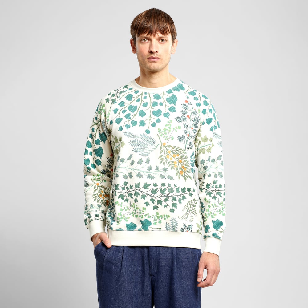 Sweatshirt Malmoe Botanical Quilt Oat White