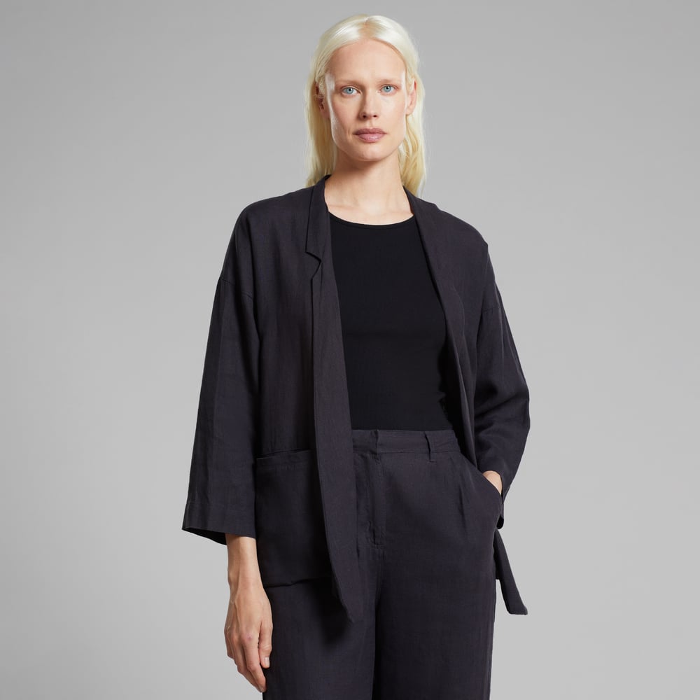 Loose Blazer Tanto Linen Phantom Black