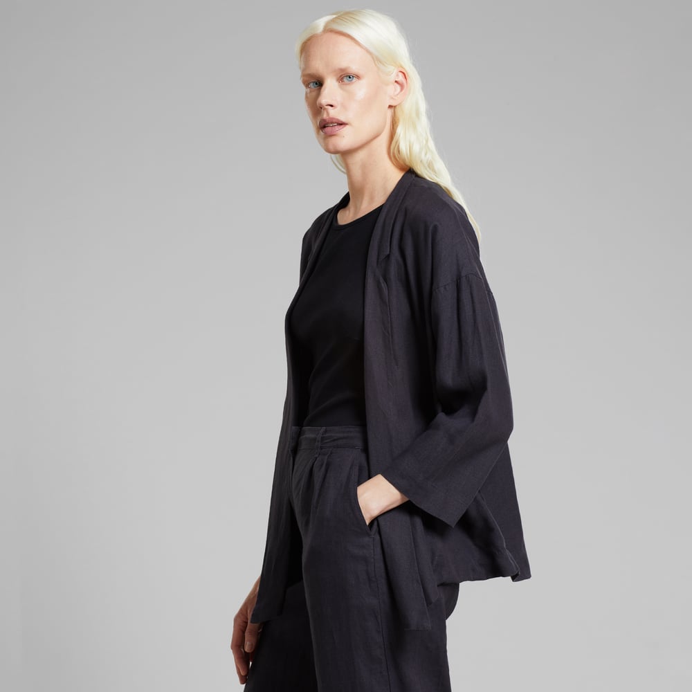Loose Blazer Tanto Linen Phantom Black