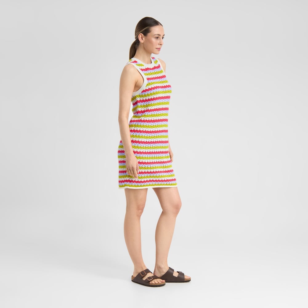 Knitted Dress Kramfors Crochet Stripe Multi Color