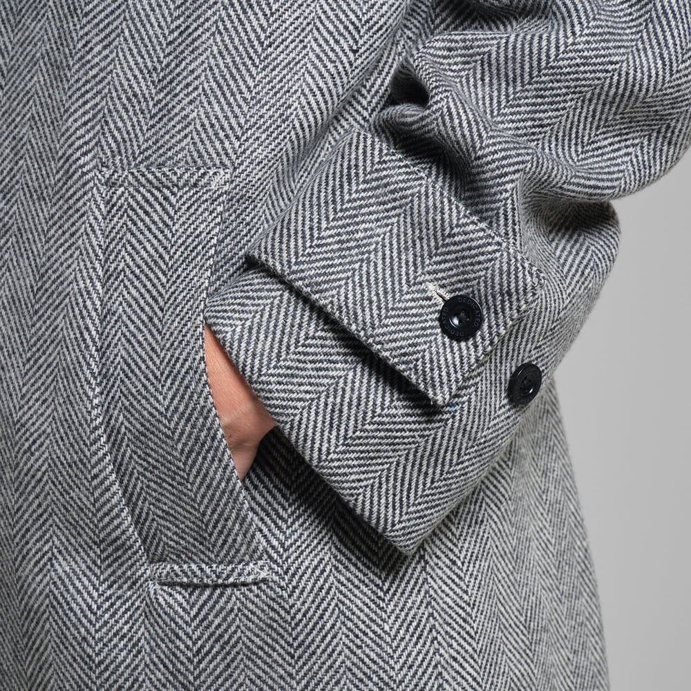 Wool Coat Lofsdalen Herringbone Black