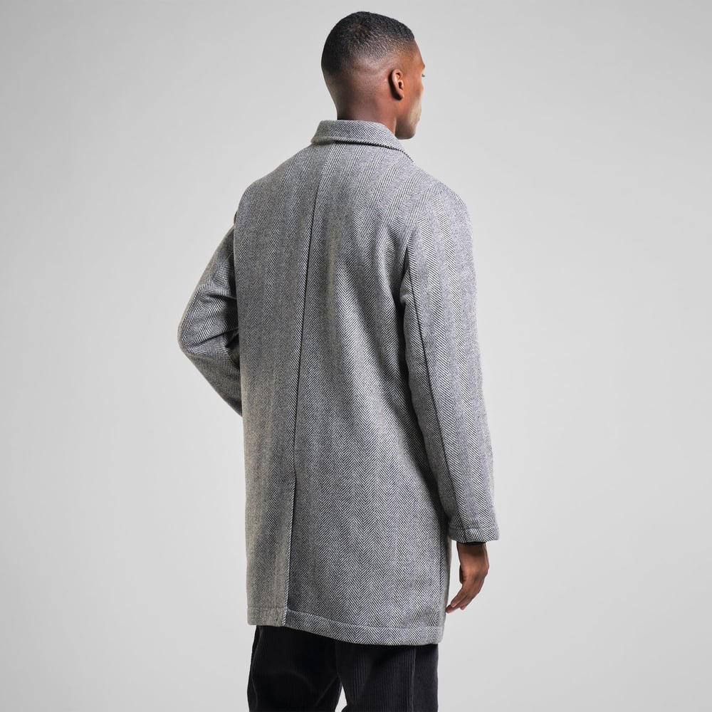 Wool Coat Stranda Herringbone Black